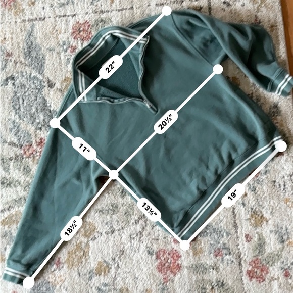 M Abercrombie Green cream half Zip-Up sweatshirt - Picture 12 of 12